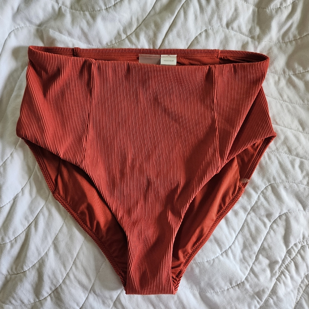 CALIA high rise swim bottoms in red/orange